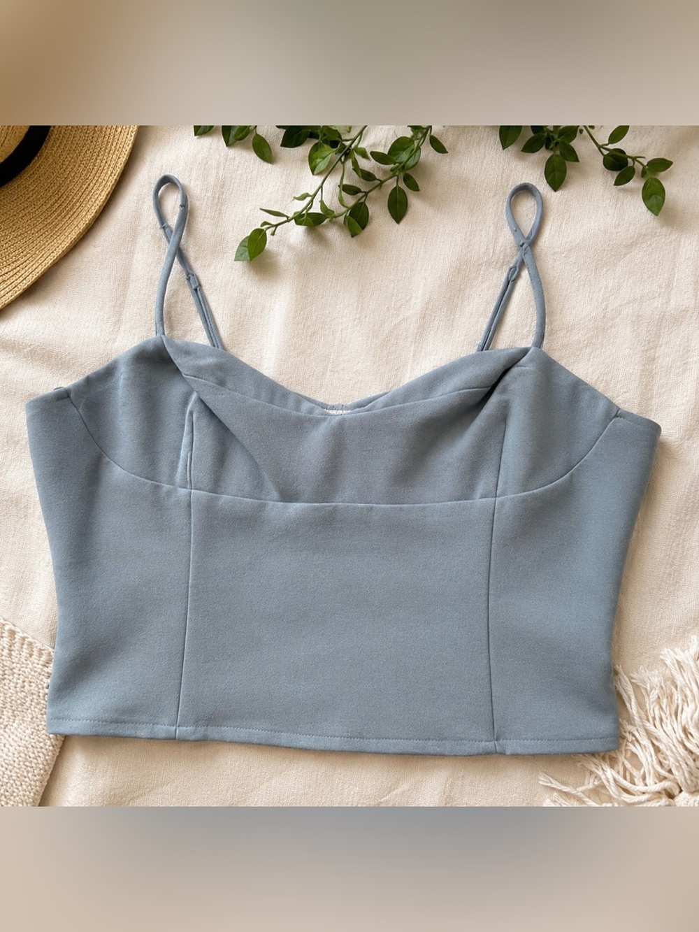 Forever 21 Dusty Blue Spaghetti Strap Crop Top